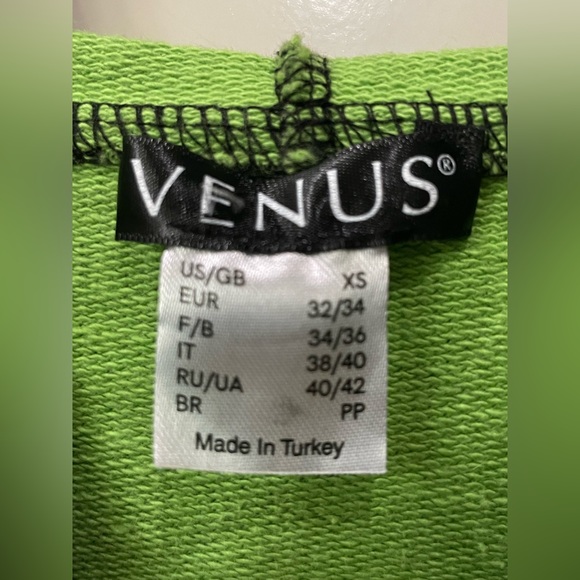 VENUS•100% Cotton•Neon‎ Green Snake Print Cropped Hoodie - Picture 3 of 5